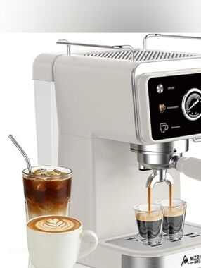 20 Bar Semi-Automatic Espresso Machine, 1350W Fast Heating, 1.5L Removable Water